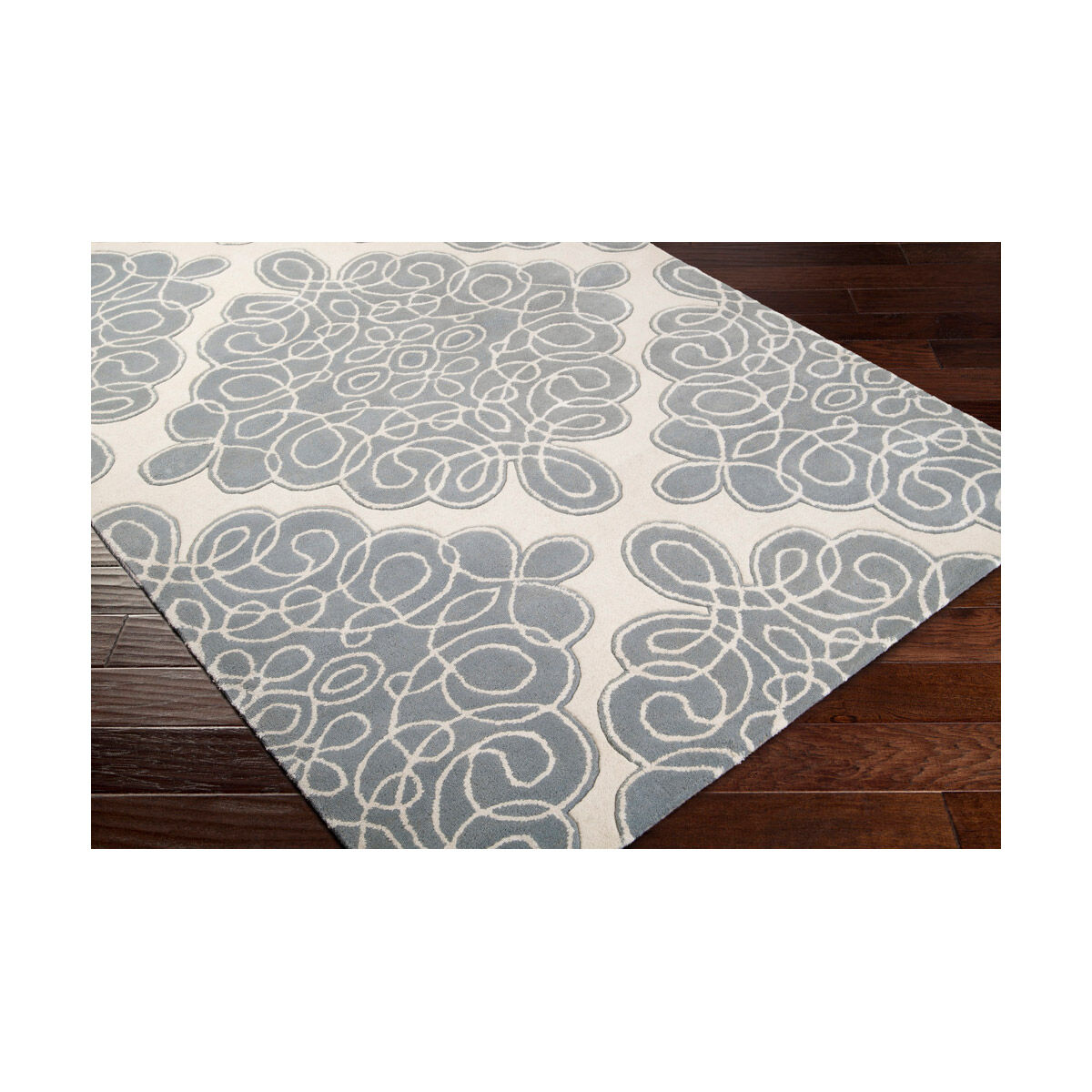 Modern Classics 63 X 39 inch Blue and Neutral Area Rug, Wool