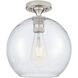 Crown Point 1 Light 10 inch Satin Nickel Flush Mount Ceiling Light in Seedy Glass