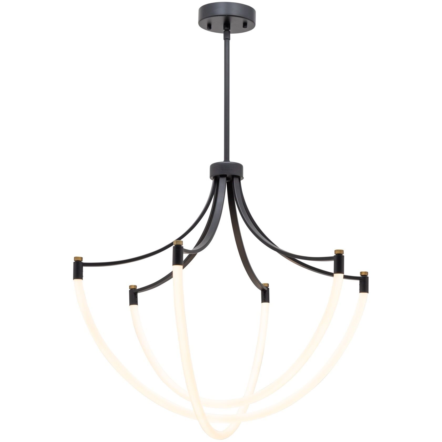 Cascata LED 28 inch Black and Brushed Brass Down Chandelier Ceiling Light