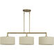 Bellingham 3 Light 51 inch Antique Gold Leaf Linear Chandelier Ceiling Light, Extra Large