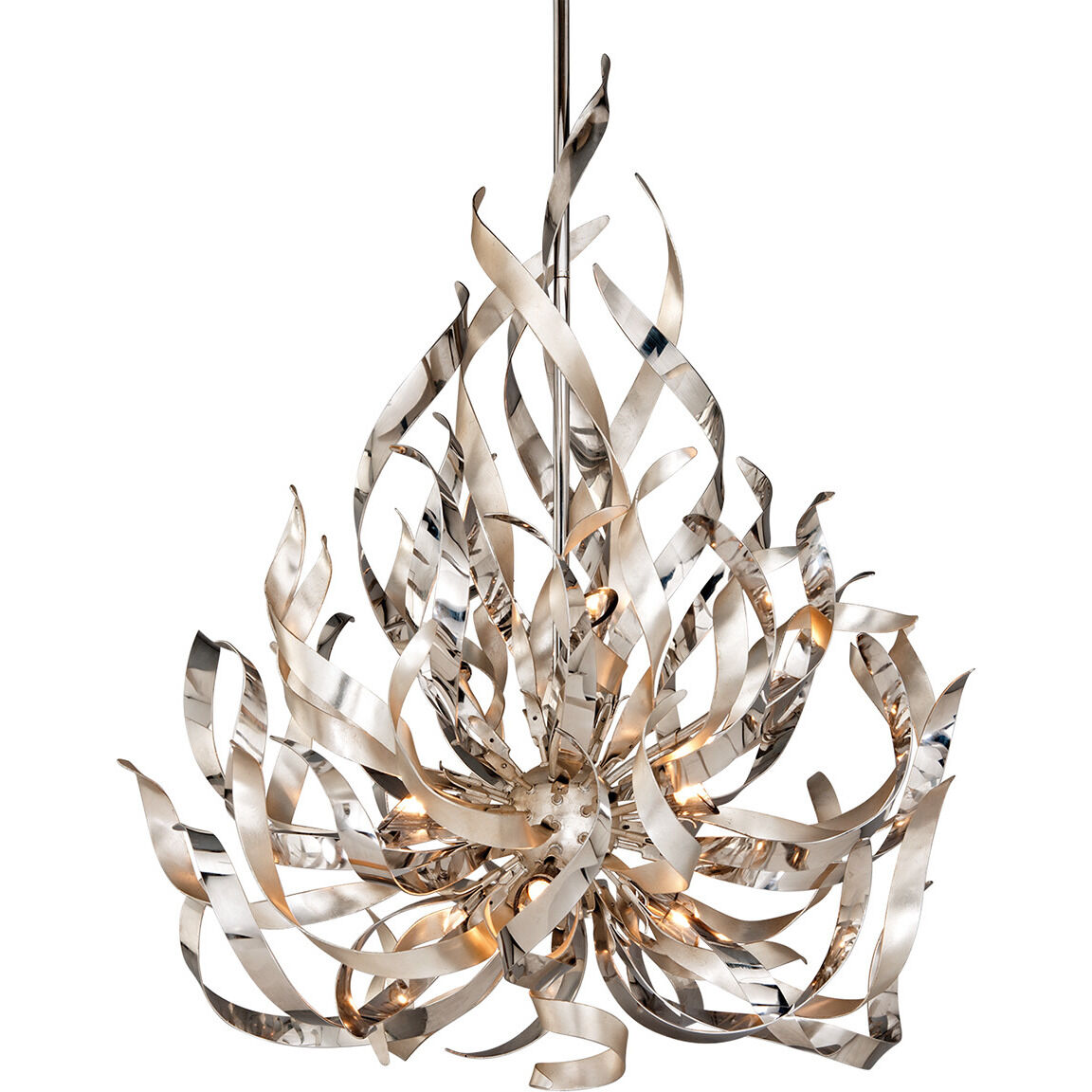 Graffiti 9 Light 34 inch Silver Leaf/Stainless Steel Chandelier Ceiling Light