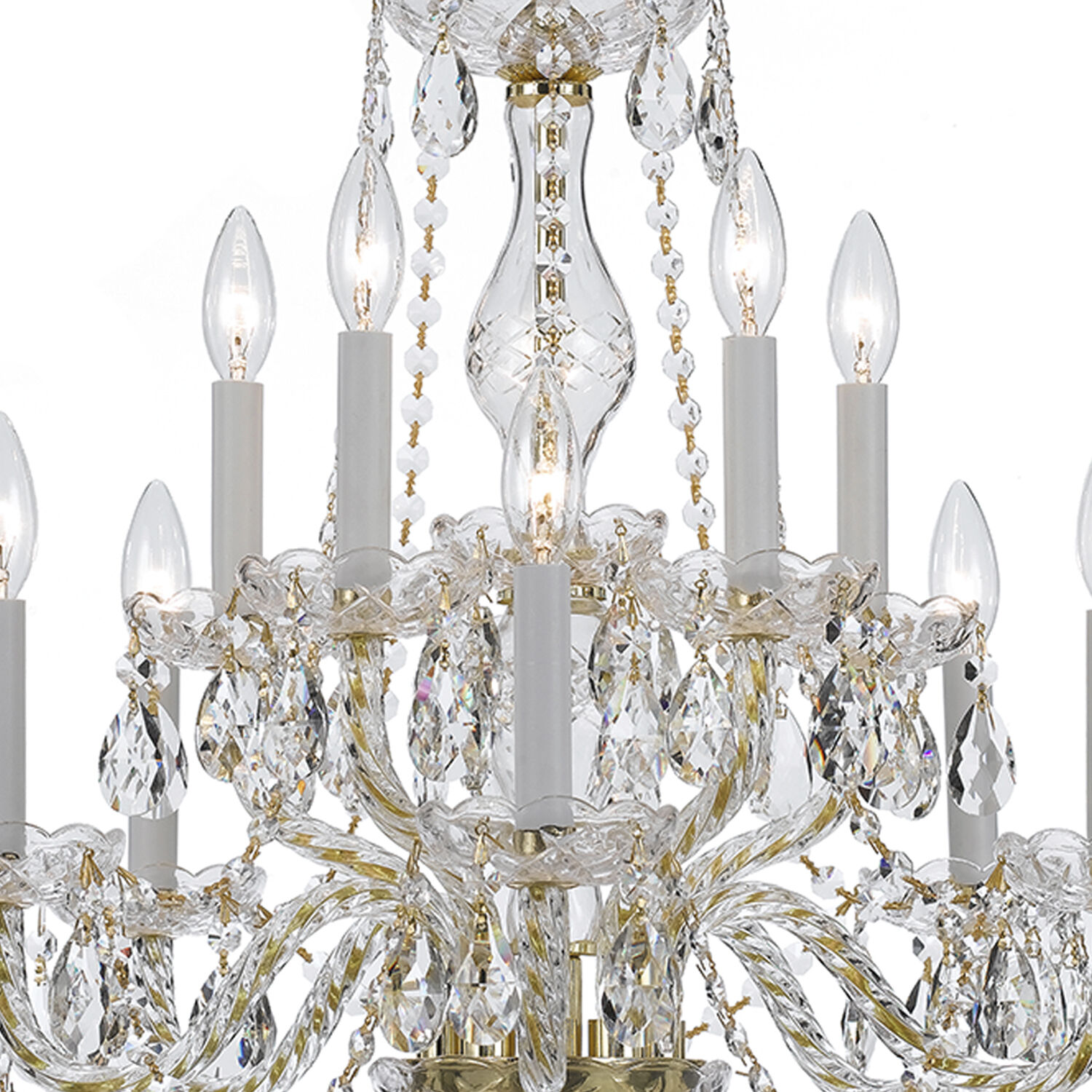 Traditional Crystal 10 Light 23 inch Polished Brass Chandelier Ceiling Light in Clear Hand Cut