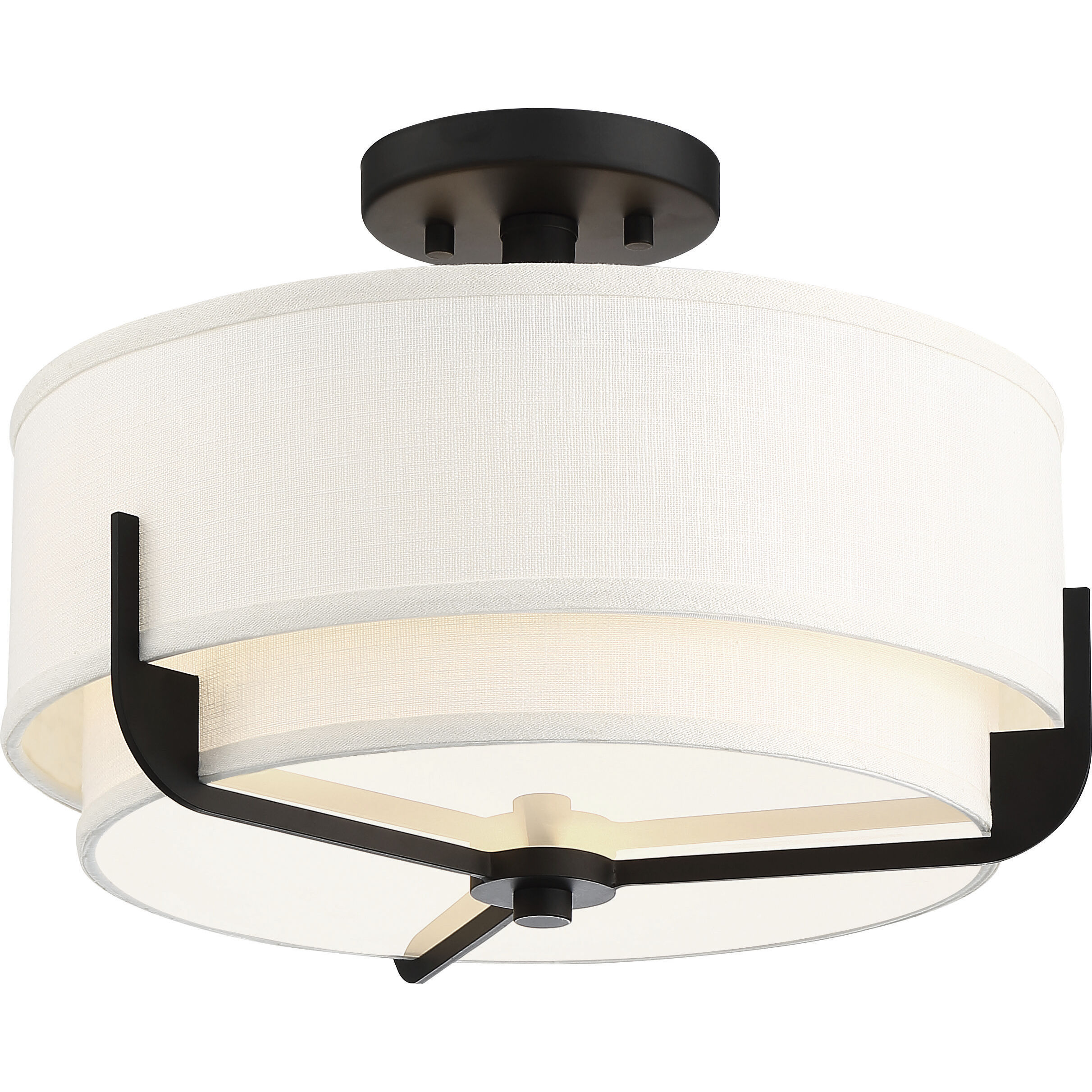 Frankie 3 Light 15 inch Aged Bronze Semi Flush Mount Ceiling Light