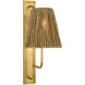 Amber Lewis Rui LED 8 inch Hand-Rubbed Antique Brass Tall Sconce Wall Light in Natural Abaca