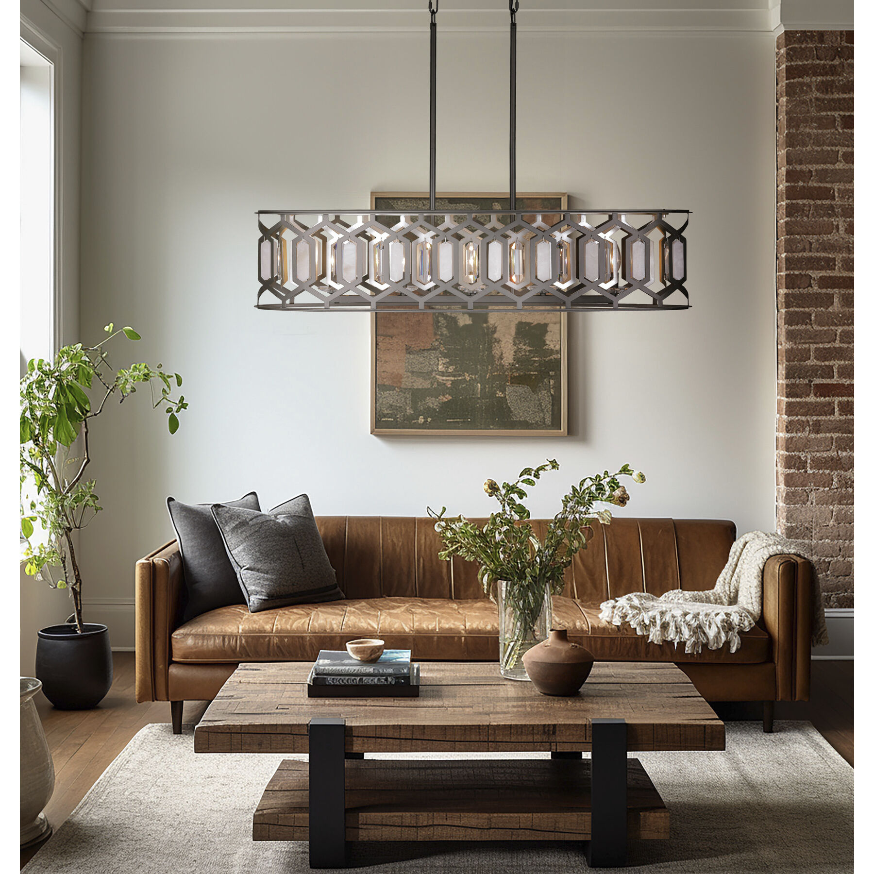 Hexly 5 Light 44 inch Bronze and Sultry Silver Island Light Ceiling Light