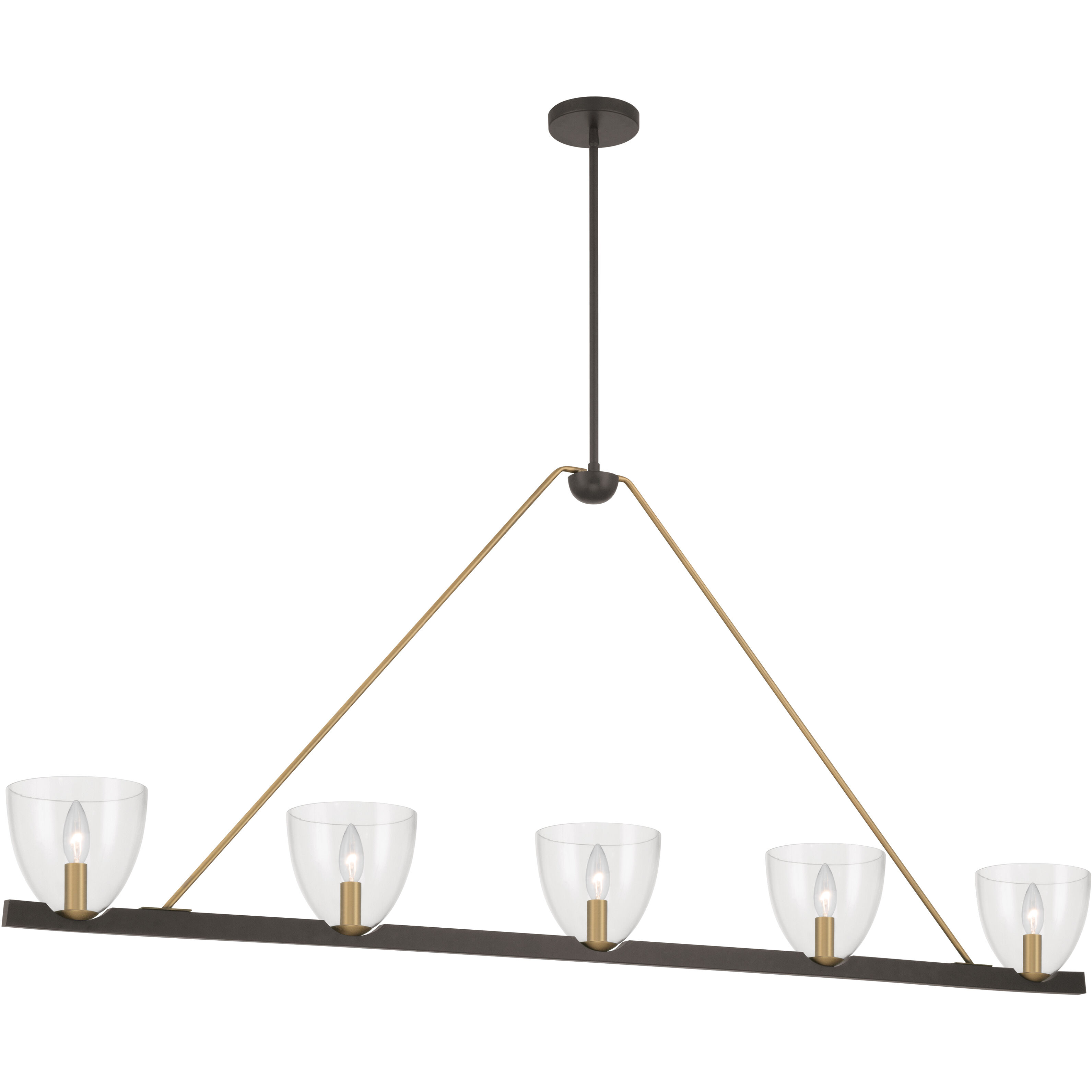 Noellea 5 Light 61 inch Dark Bronze and Legacy Brass Linear Chandelier Ceiling Light