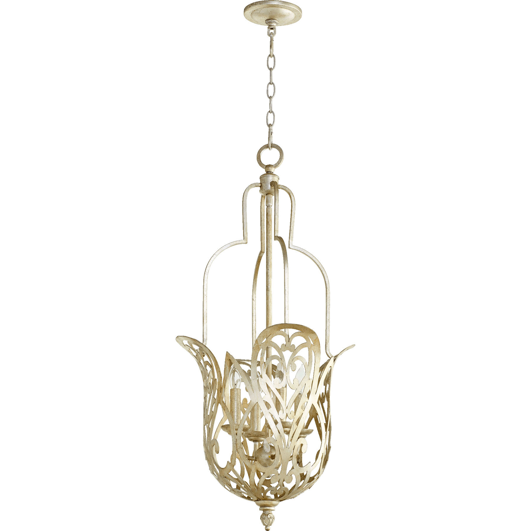 Le Monde 4 Light 15.75 inch Aged Silver Leaf Pendant Ceiling Light