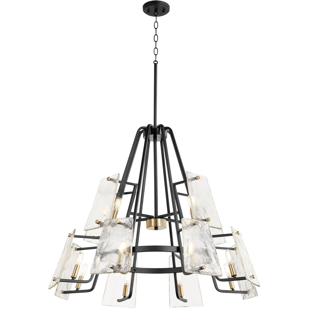Tioga 12 Light 32 inch Noir with Aged Brass Chandelier Ceiling Light