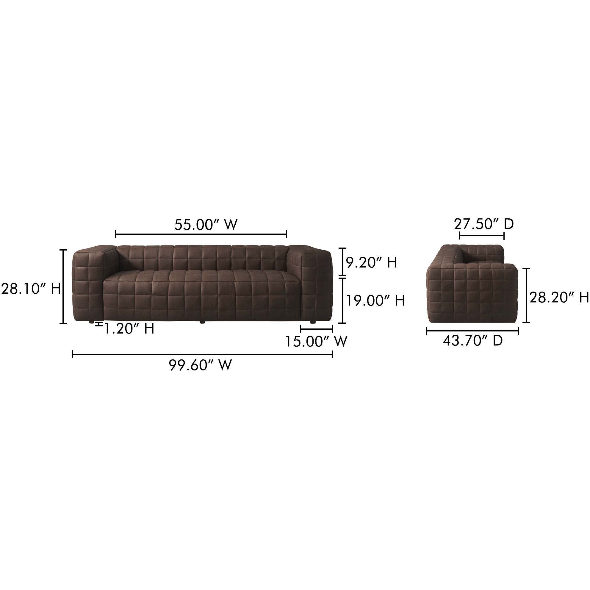 Callan Brown Sofa in Dark Brown