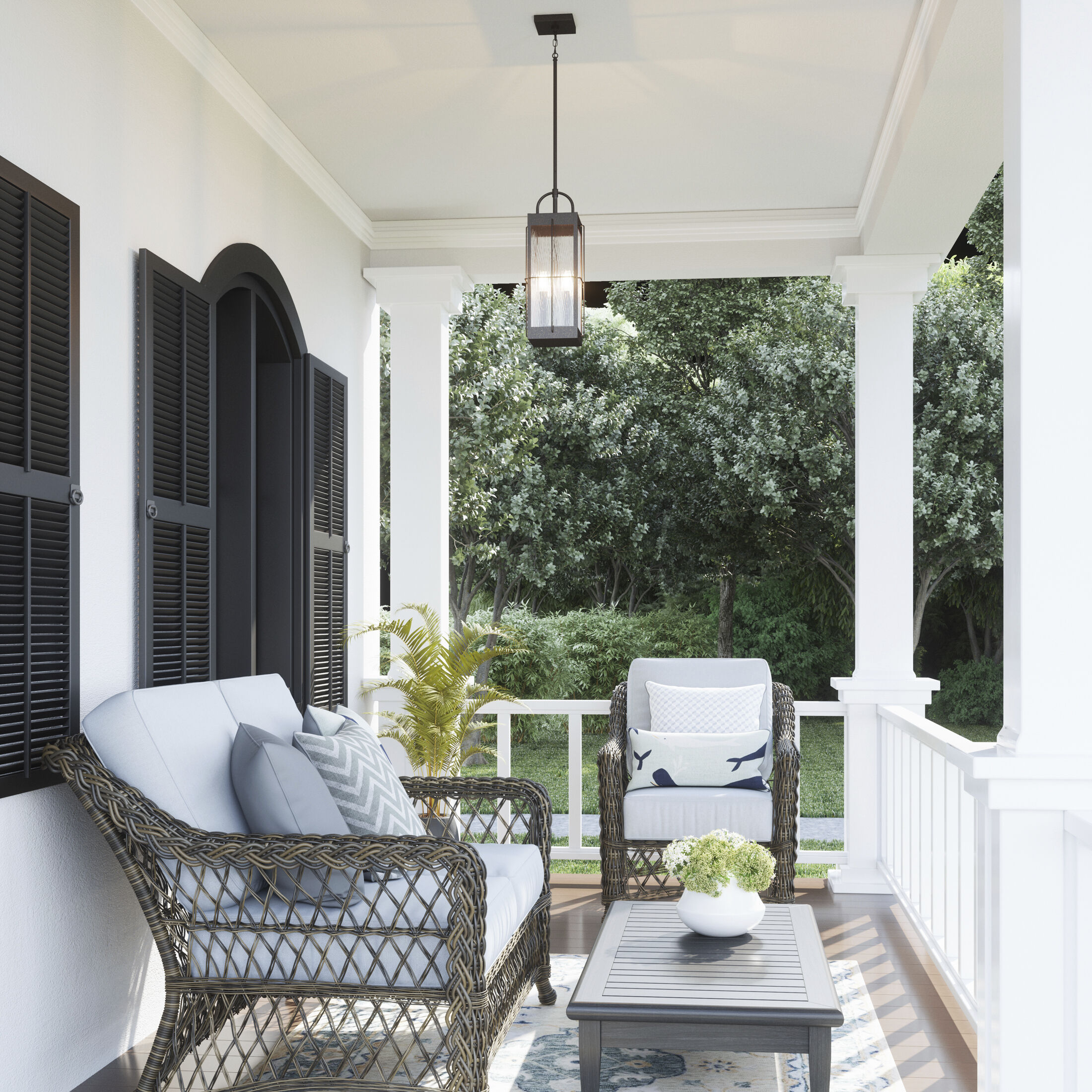 Ward 2 Light 8 inch Gilded Bronze Outdoor Hanging Lantern