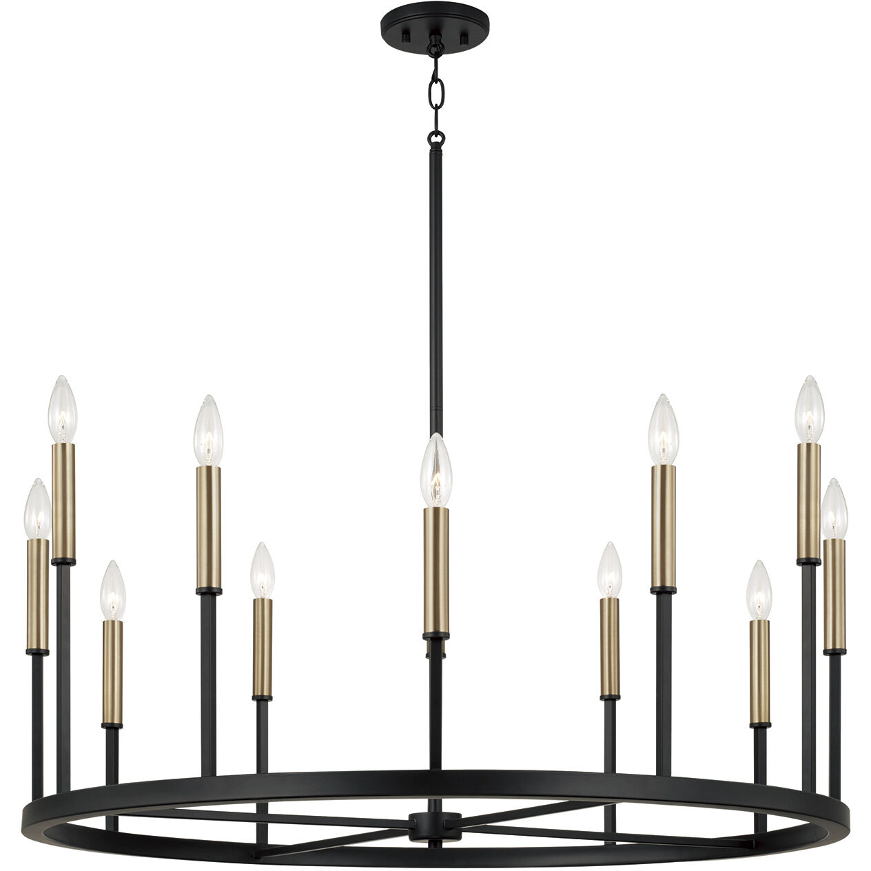 Davis 12 Light 36 inch Espresso and Brass Chandelier Ceiling Light