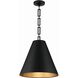 Alston 3 Light 18 inch Matte Black and Antique Gold Pendant Ceiling Light