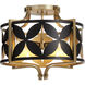 Mariposa 3 Light 19.5 inch Matte Black with Aged Brass Semi-Flush Mount Ceiling Light