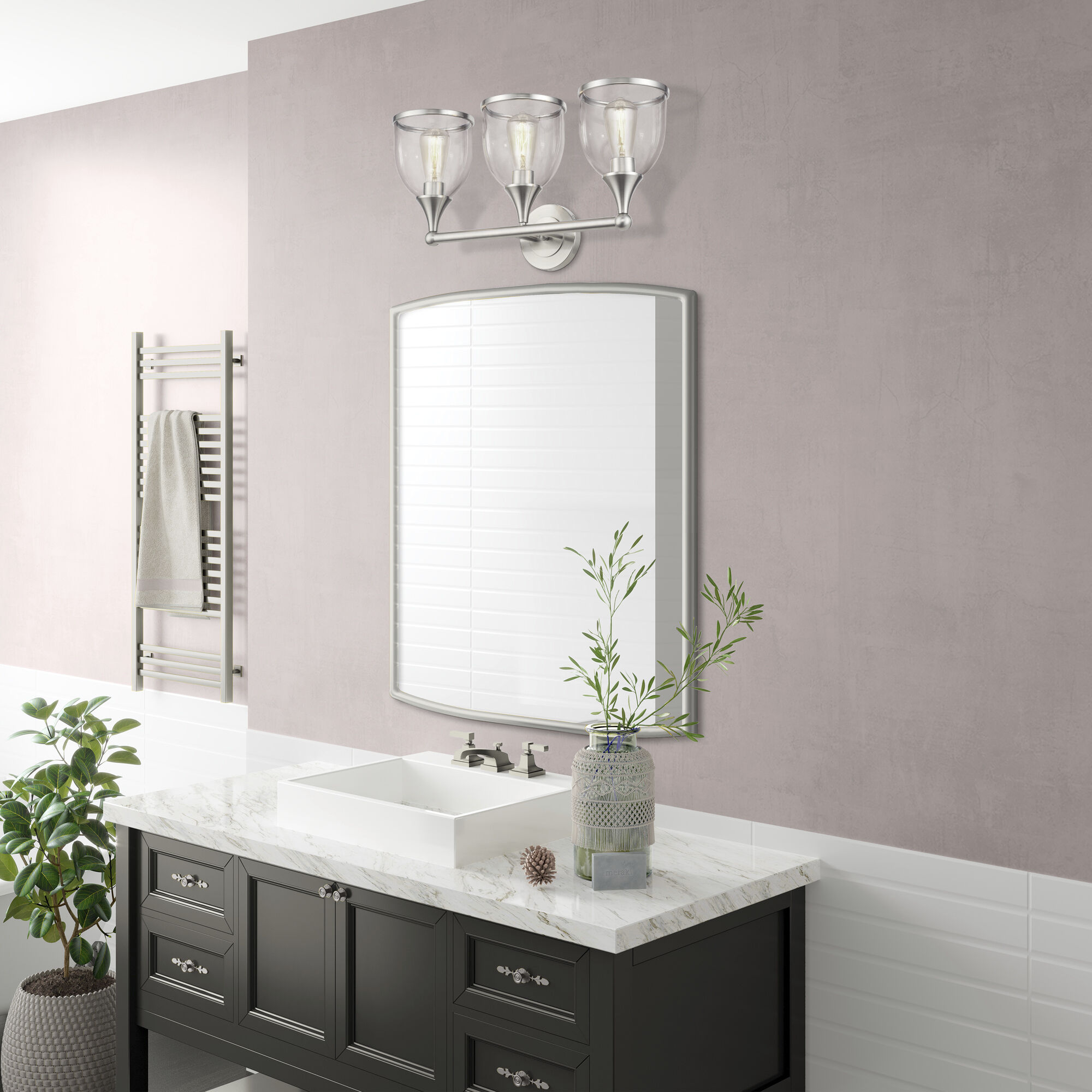 Ashridge 3 Light 24 inch Brushed Nickel Vanity Wall Sconce Wall Light