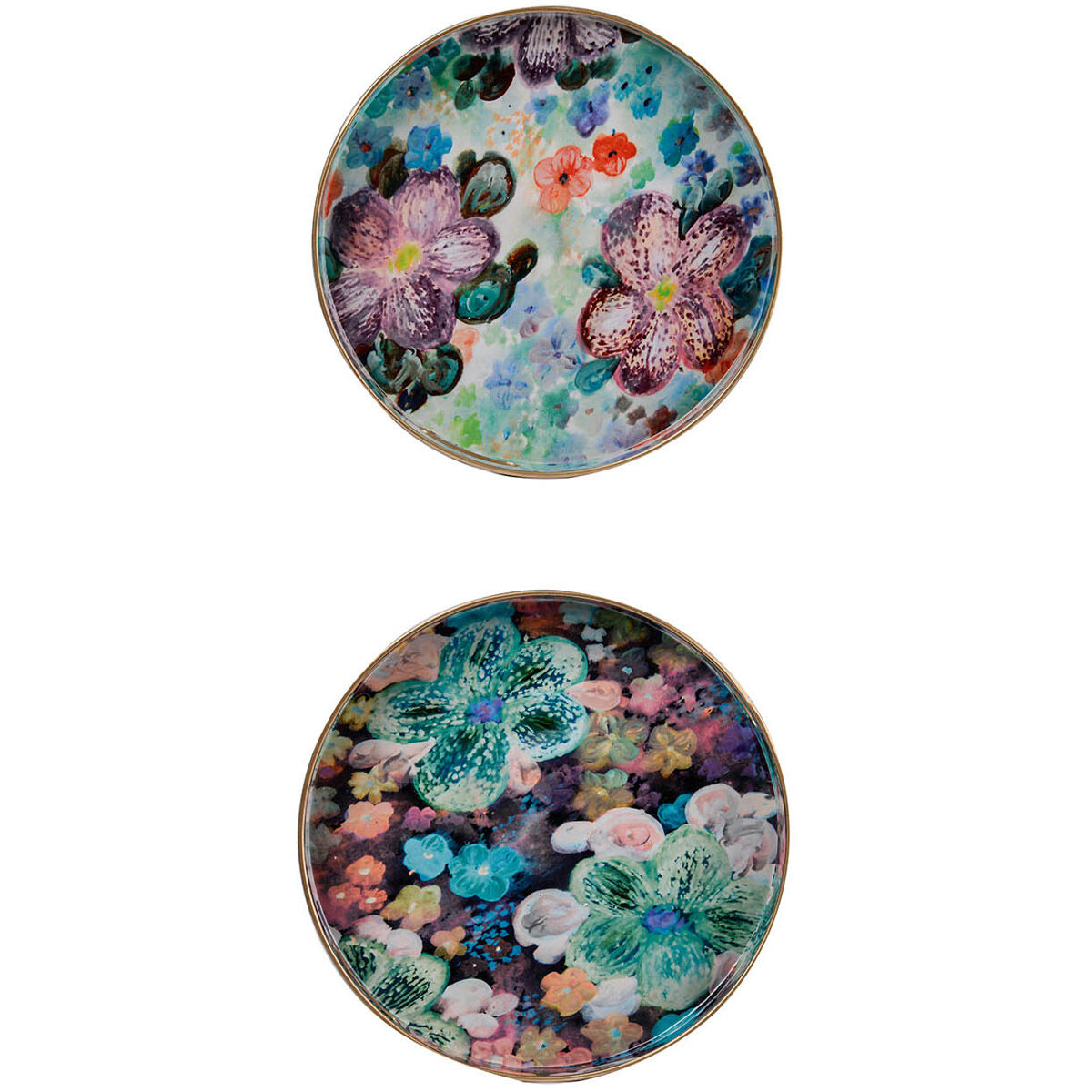 Floral Multi Color Tray, Set of 2