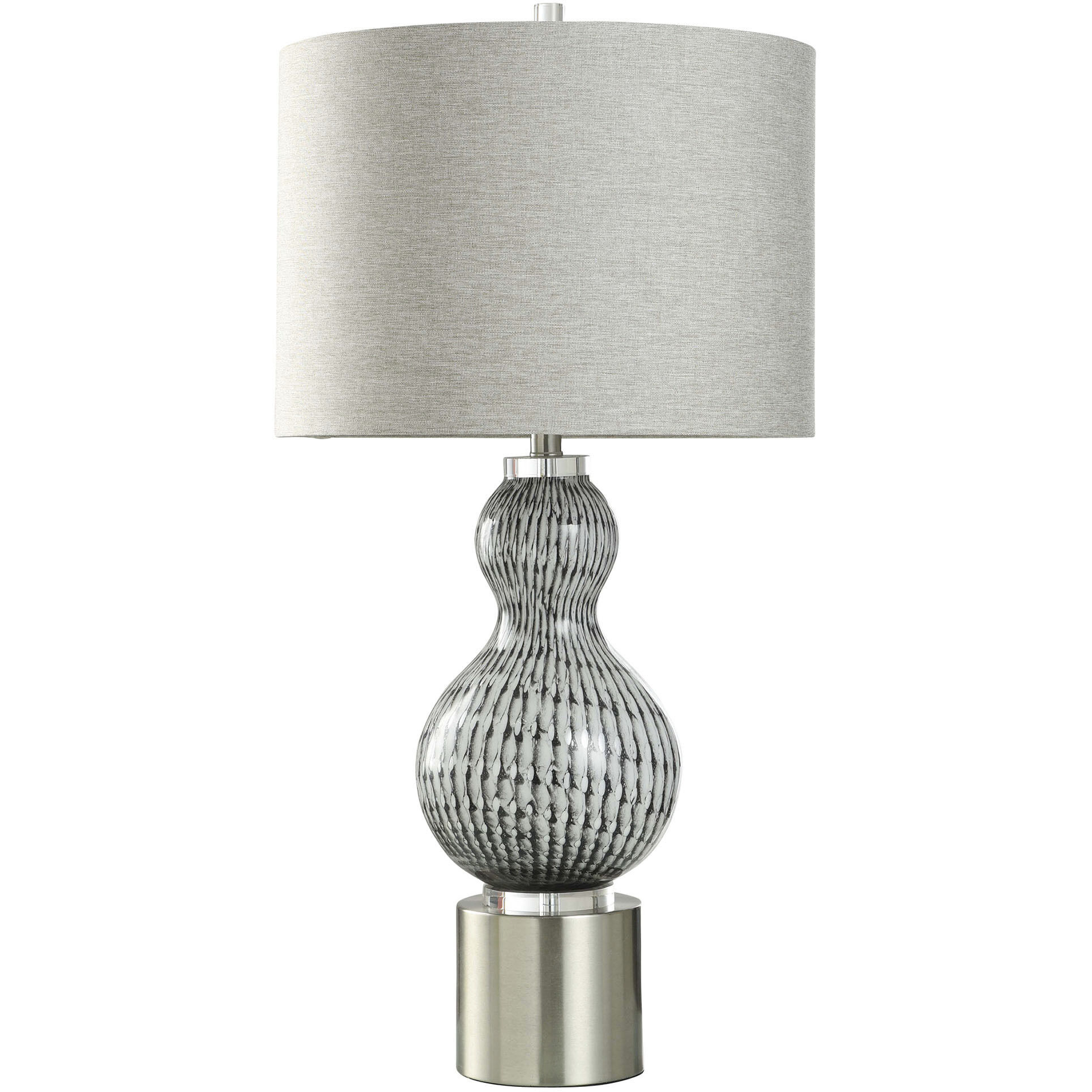 Cameron 34 inch 100.00 watt White and Black and Silver and Clear Table Lamp Portable Light