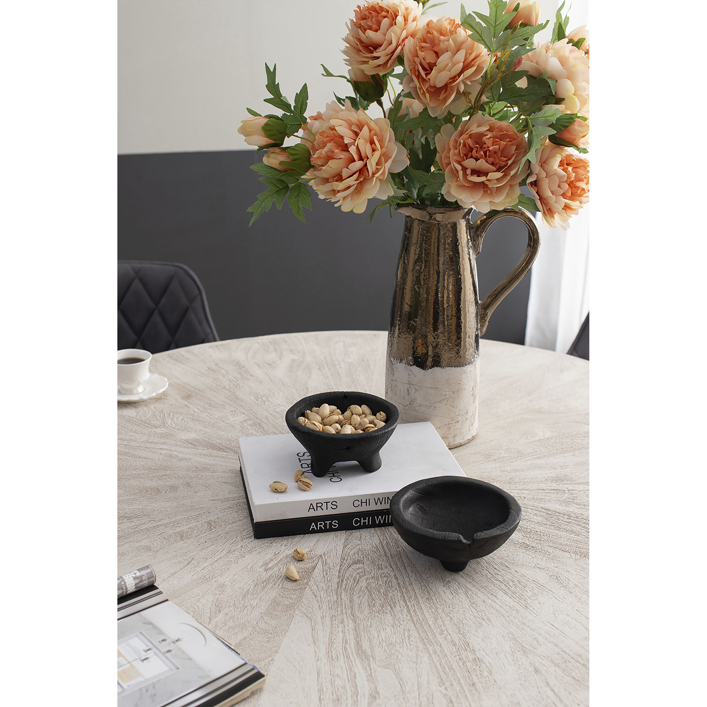 Teak 6 X 3 inch Bowls, With Legs, Set of 2