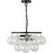 Alora Mood Faye 3 Light 17.75 inch Matte Black Chandelier Ceiling Light in Clear Ribbed Glass