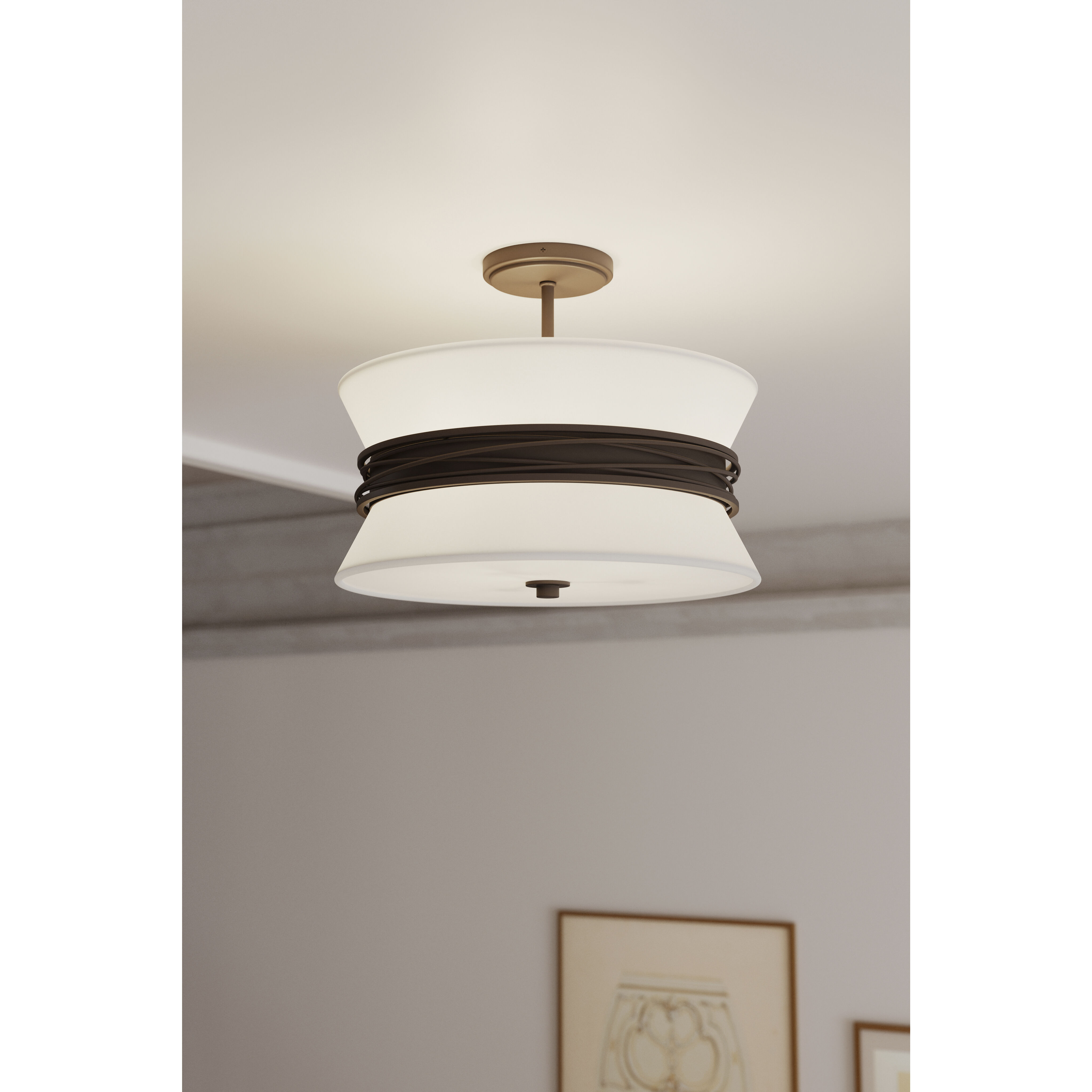 Dalvor 3 Light 15 inch Dark Bronze Semi-Flush Mount Ceiling Light