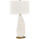 Palm Leaf 31.25 inch 150 watt Matte White Glaze and Brass Table Lamp Portable Light