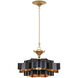 Grand Lotus 1 Light 20.25 inch Satin Black and Contemporary Gold Leaf Chandelier Ceiling Light, Small