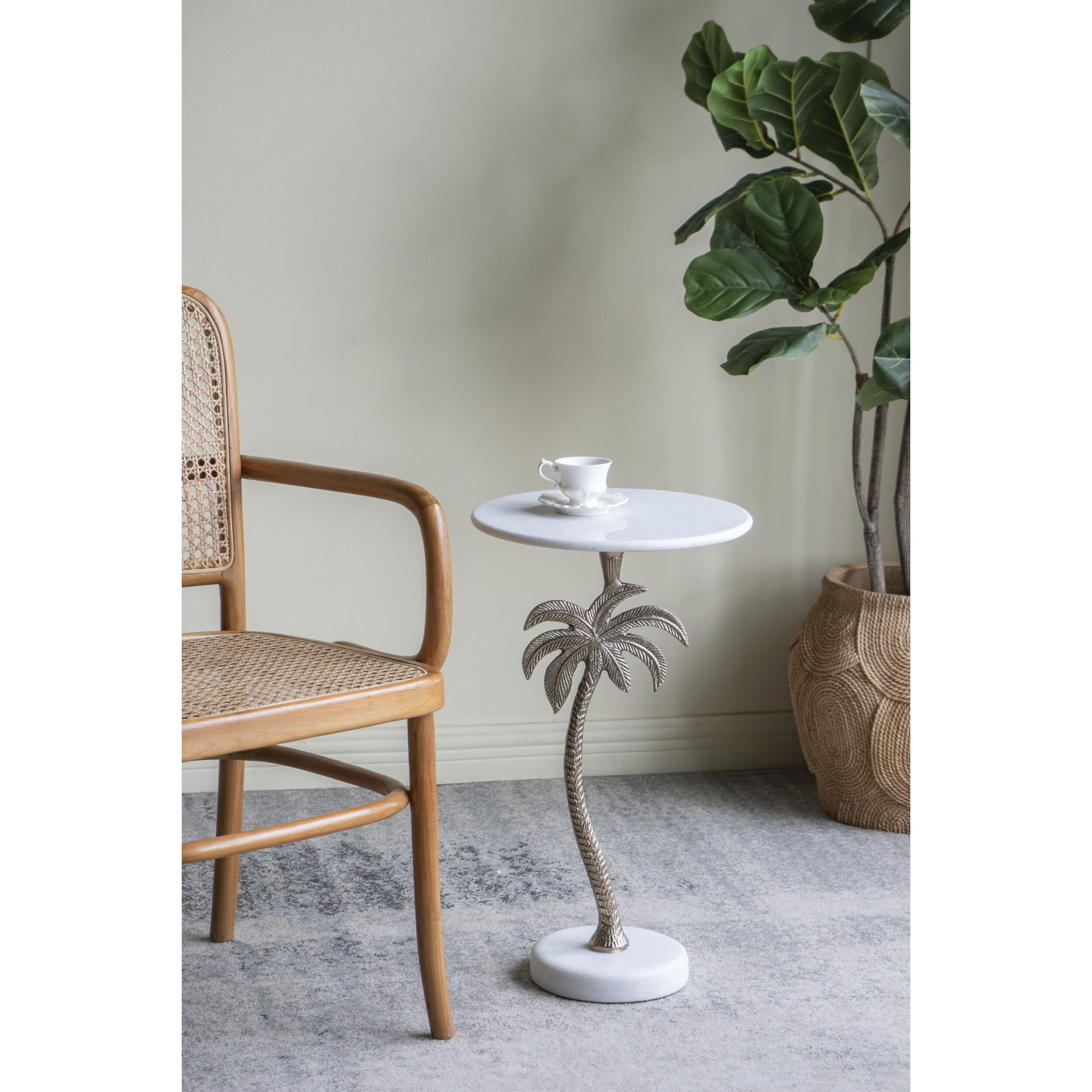 Anita 24 X 14 inch Gold and White Side Table