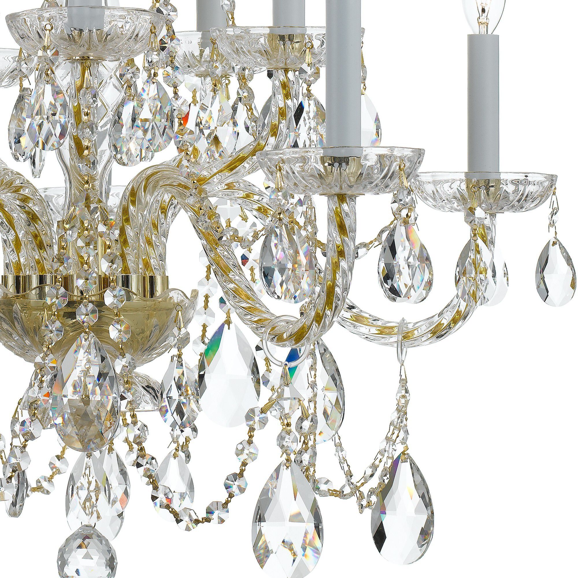 Traditional Crystal 10 Light 26 inch Polished Brass Chandelier Ceiling Light in Clear Hand Cut