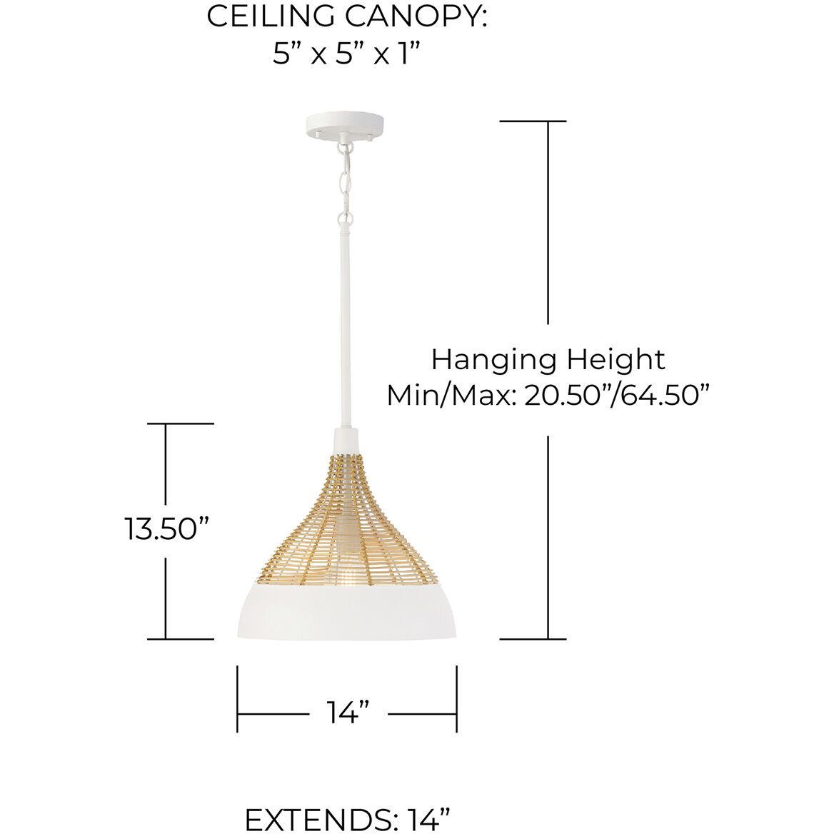 Kali 1 Light 14 inch Matte White Pendant Ceiling Light