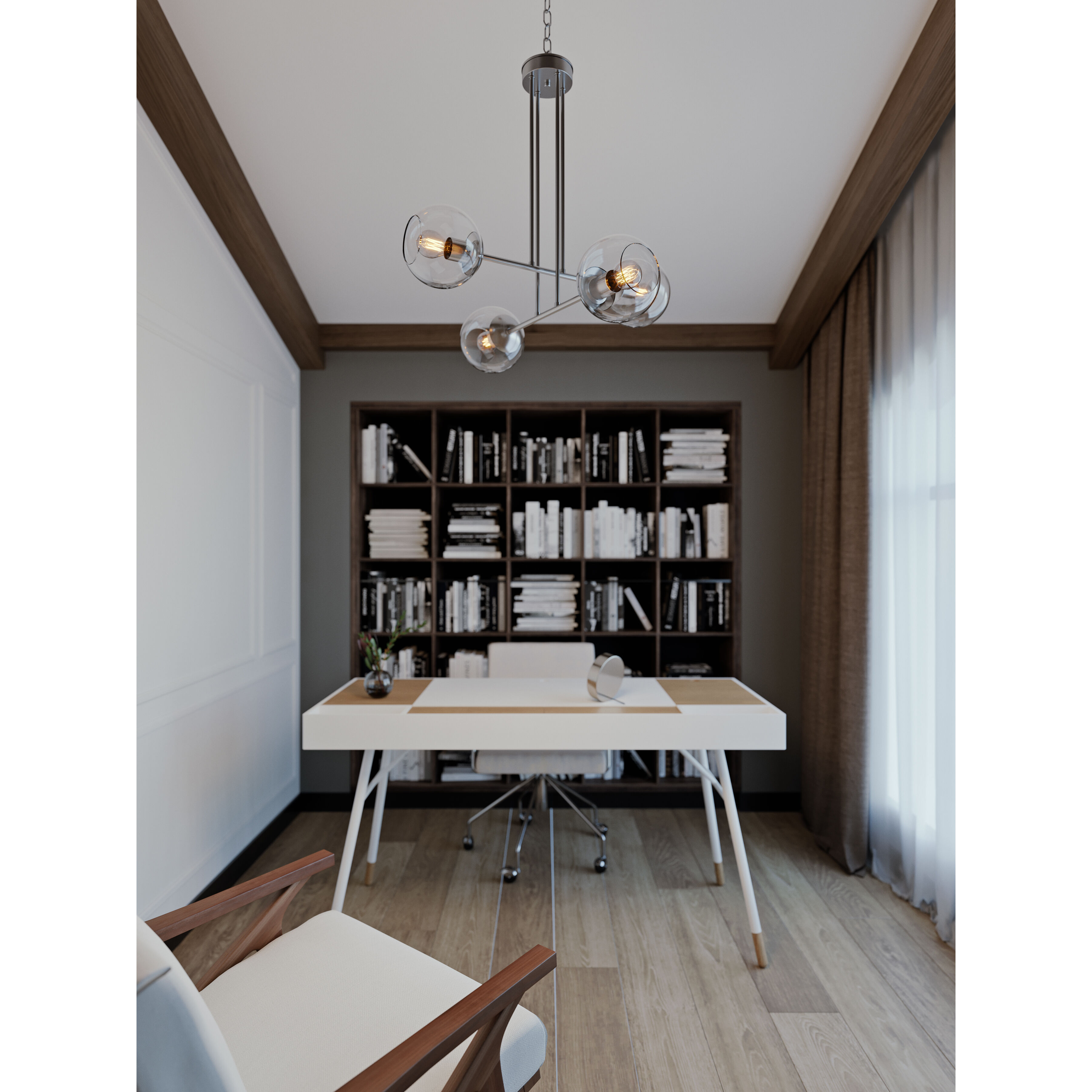 Jamie 4 Light 25 inch Satin Nickel Pendant Ceiling Light