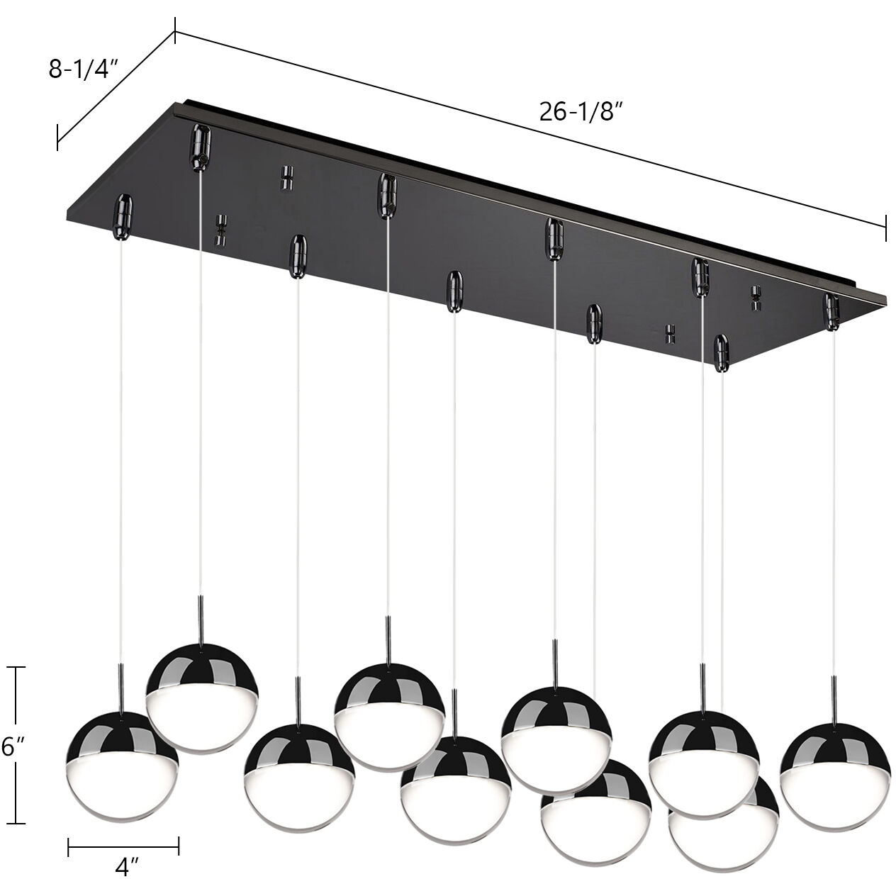 Pluto Multi Pendant Ceiling Light in Chrome