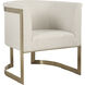 Bellina Brushed Gold and Driftwood Tan Boucle Barrel Chair