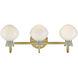 Lucy 3 Light 25 inch Lacquered Brass with Seafoam Bath Light Wall Light