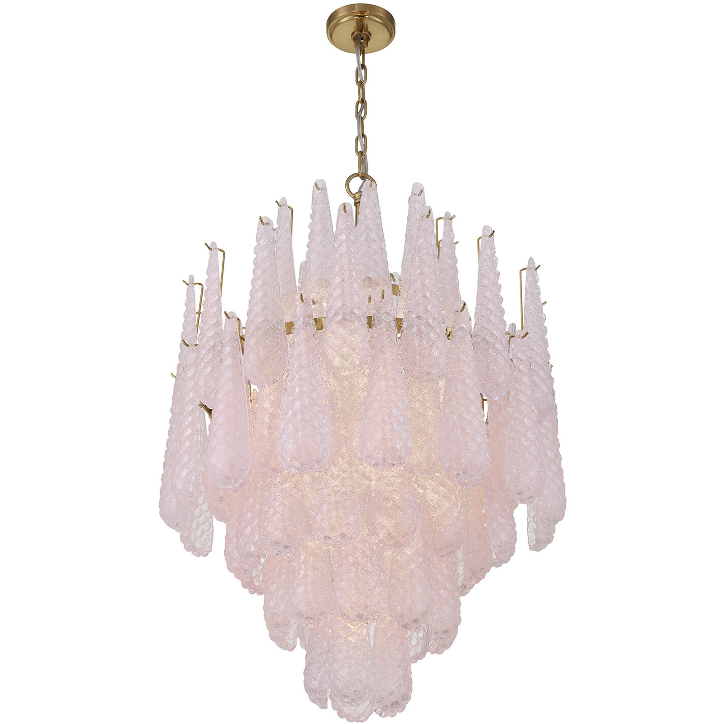 Ollie 16 Light 26.25 inch Aged Brass Chandelier Ceiling Light in Sand Glass Blush