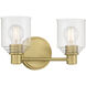 Vessair 2 Light 14 inch Vintage Brass Bathroom Vanity Light Wall Light