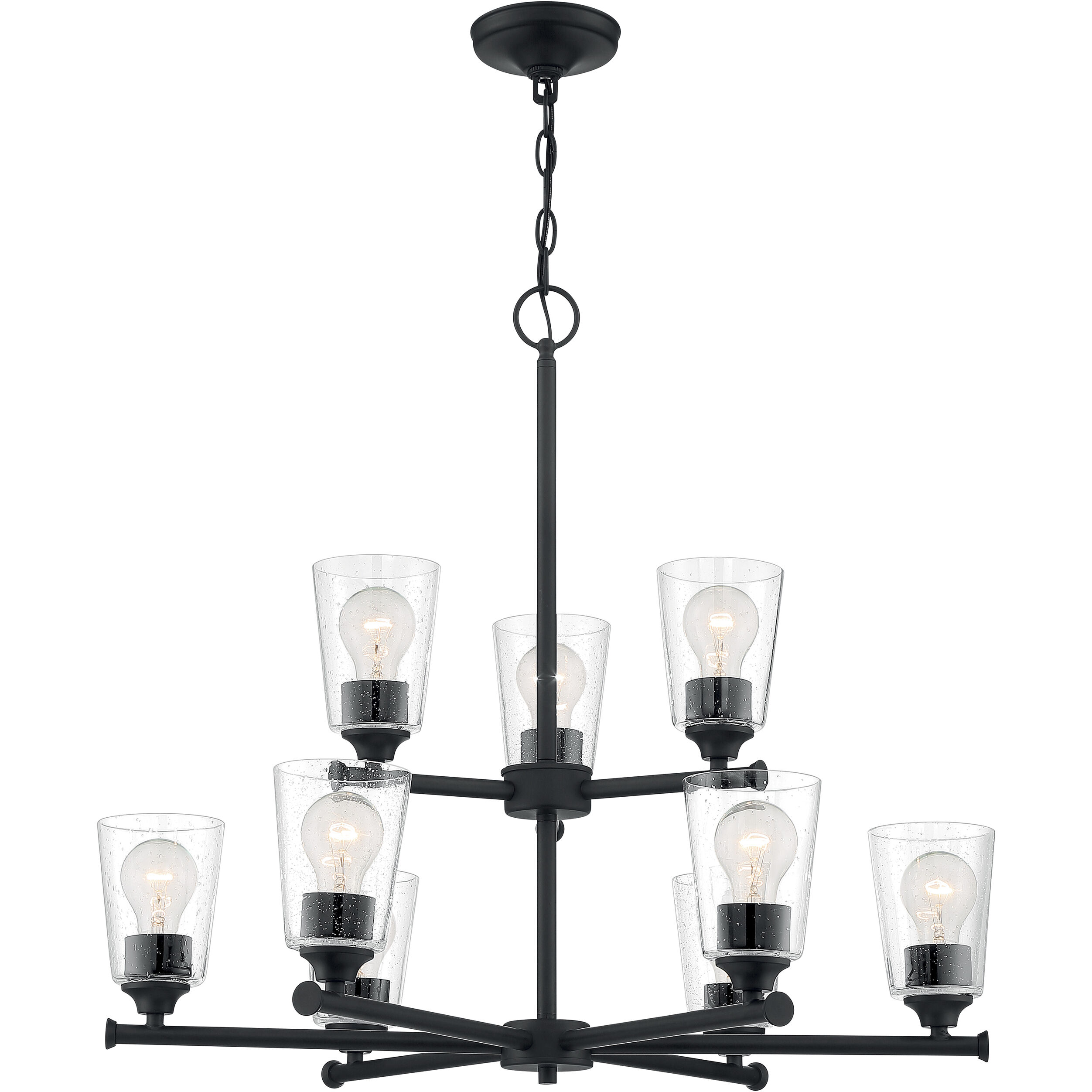 Bransel 9 Light 28 inch Matte Black Chandelier Ceiling Light