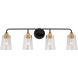 Ronna 4 Light 35 inch Black and Soft Gold Bath & Vanity Wall Light