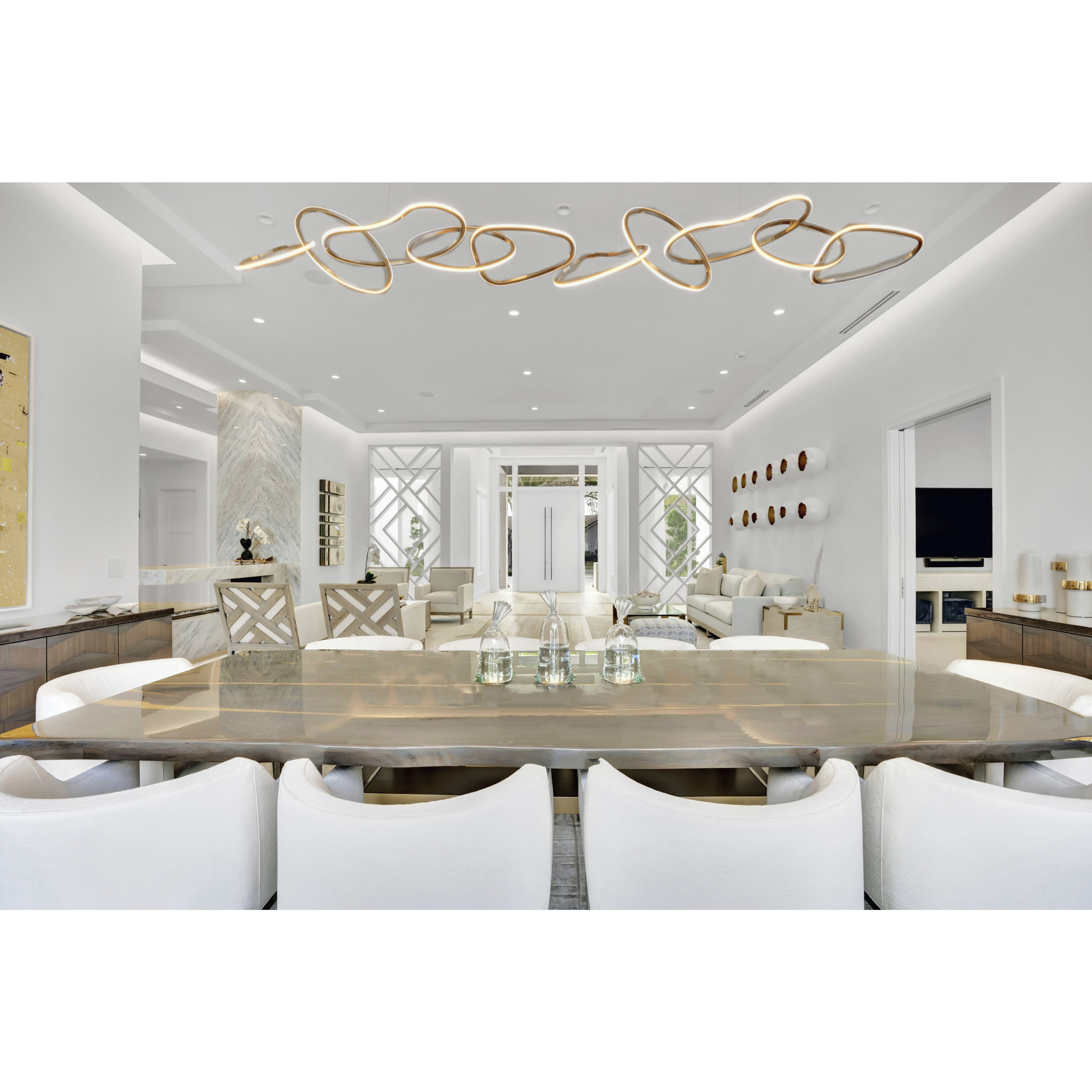 Unity LED 69 inch Brushed Champagne Linear Pendant Ceiling Light