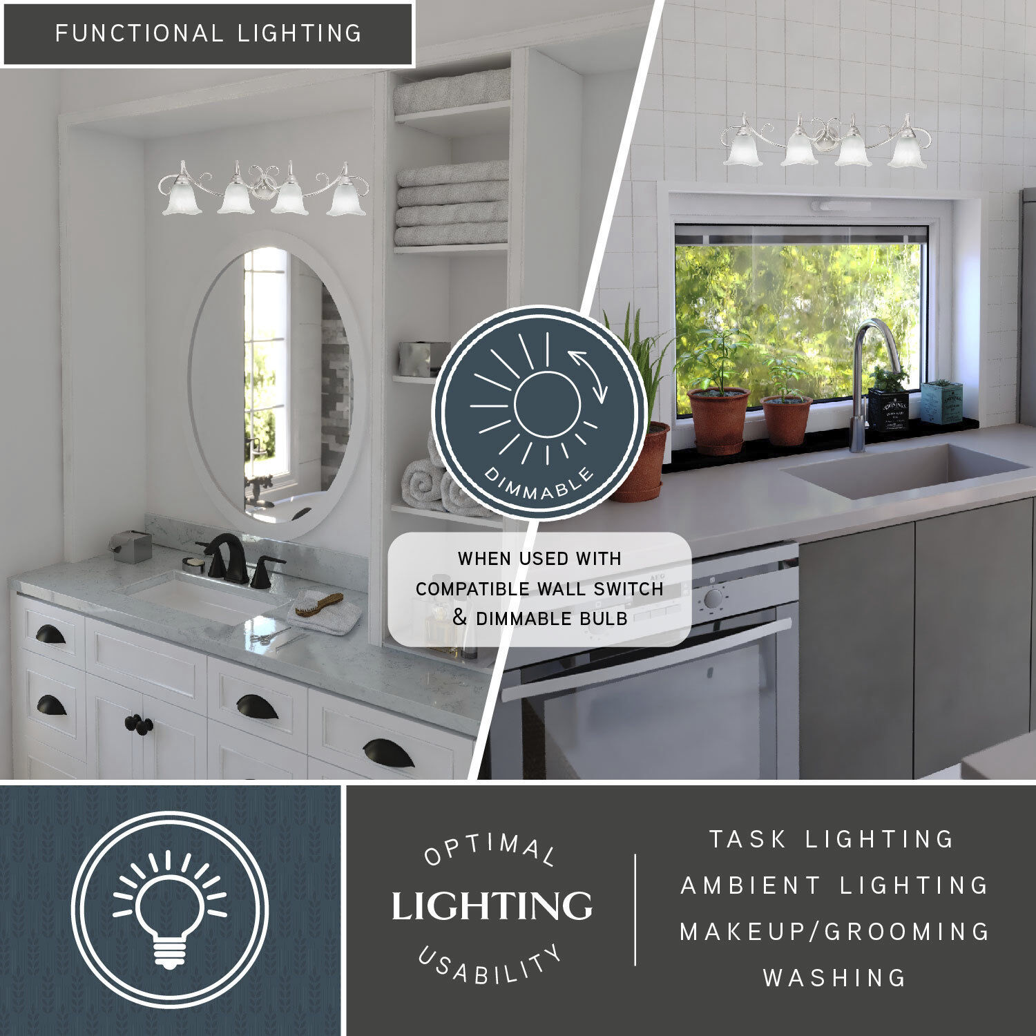 Bella LED 37.5 inch Brushed Nickel Bathroom Light Wall Light