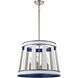 White Burlap 6 Light 20 inch White with Blue and Satin Nickel Chandelier Ceiling Light