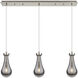 Owego 3 Light 36.88 inch Brushed Satin Nickel Linear Pendant Ceiling Light in Light Smoke Glass