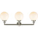 Franklin Restoration Large Beacon 3 Light 32 inch Brushed Satin Nickel Bath Vanity Light Wall Light in Matte White Glass, Franklin Restoration