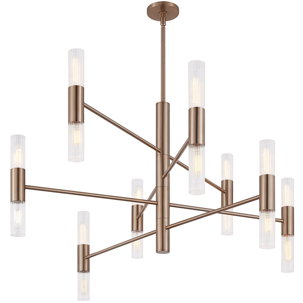 Fusion Collection - Rimini Family 16 Light 45 inch Brushed Brass Chandelier Ceiling Light in 45" D x 45" W x 26.25" H, EVOLV