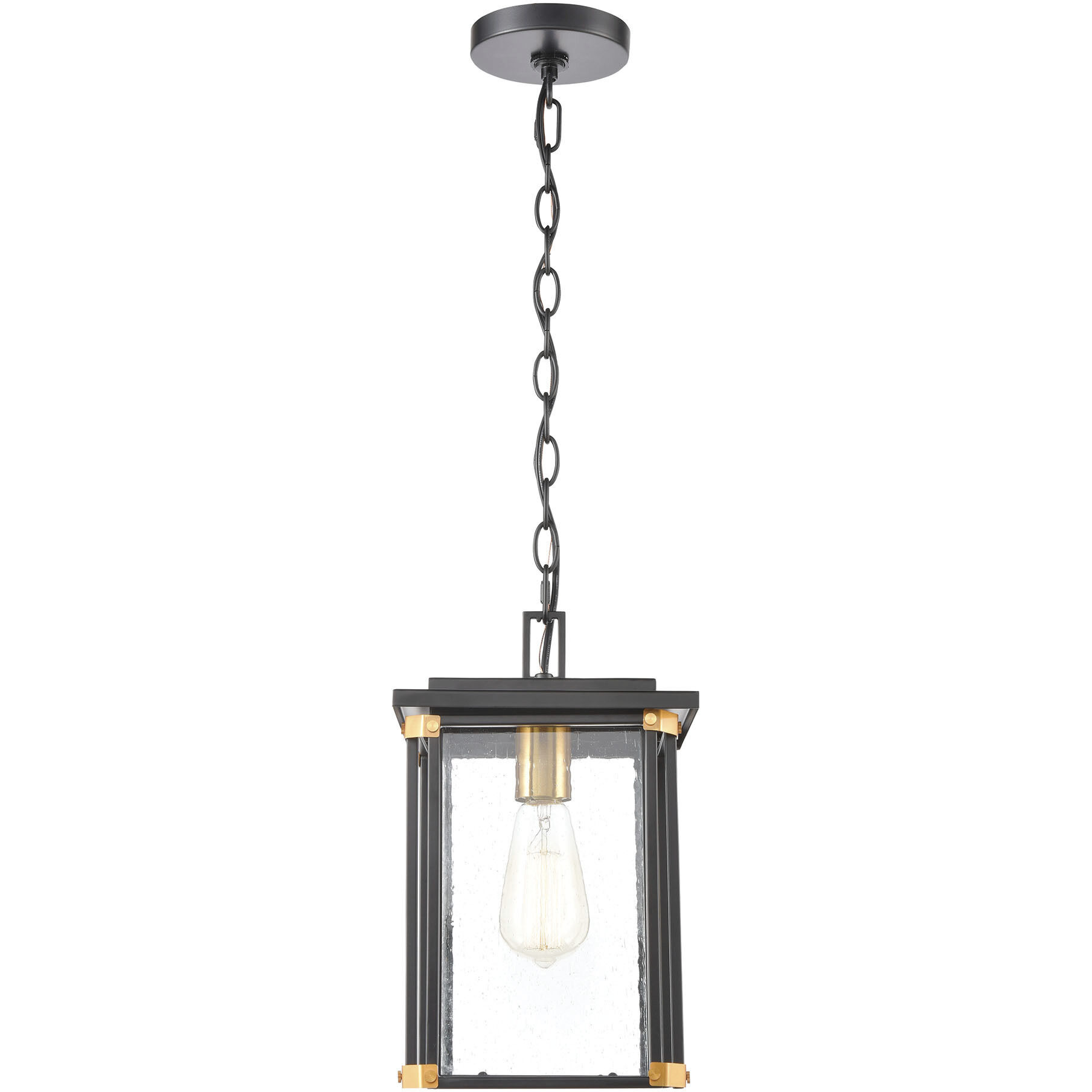 Vincentown 1 Light 8 inch Matte Black with Brushed Brass Outdoor Pendant