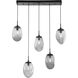 Meteo Incandescent 5 Light Novel Brass Linear Pendant Ceiling Light in Smoke, Multi-Pendant