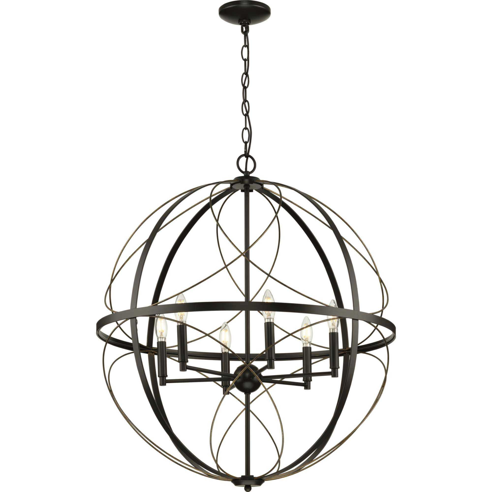 Gerald Ave 6 Light 28 inch Antique Bronze Pendant Ceiling Light