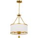 Broche 3 Light 14 inch Antique Gold Mini Chandelier Ceiling Light