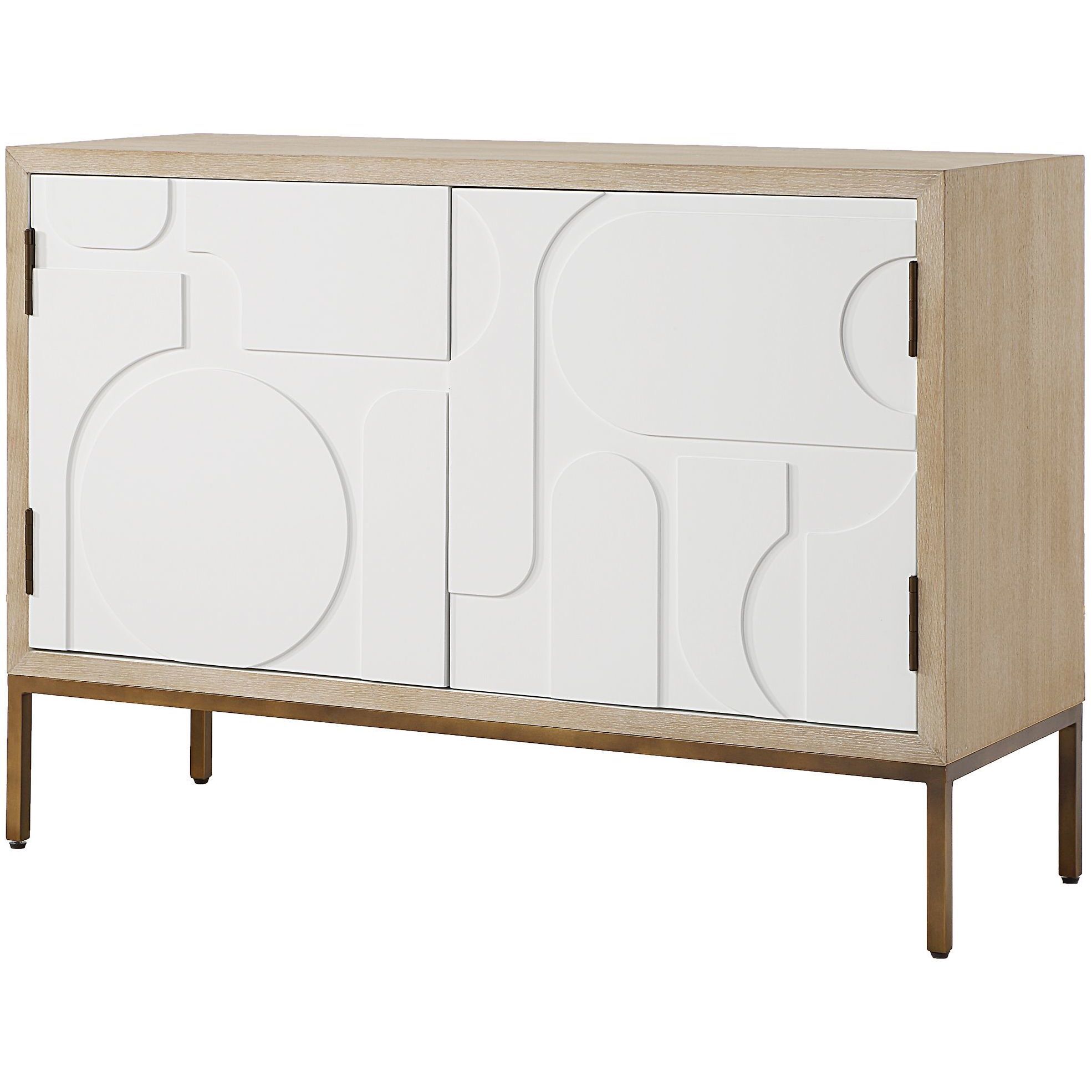 Weimar Natural Fir Veneer and Cream with Bronze 2 Door Cabinet