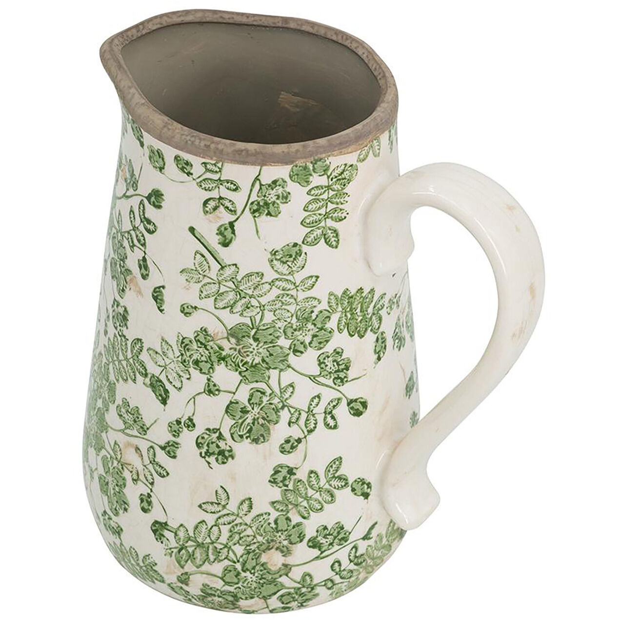 Flower Green and White Pitcher