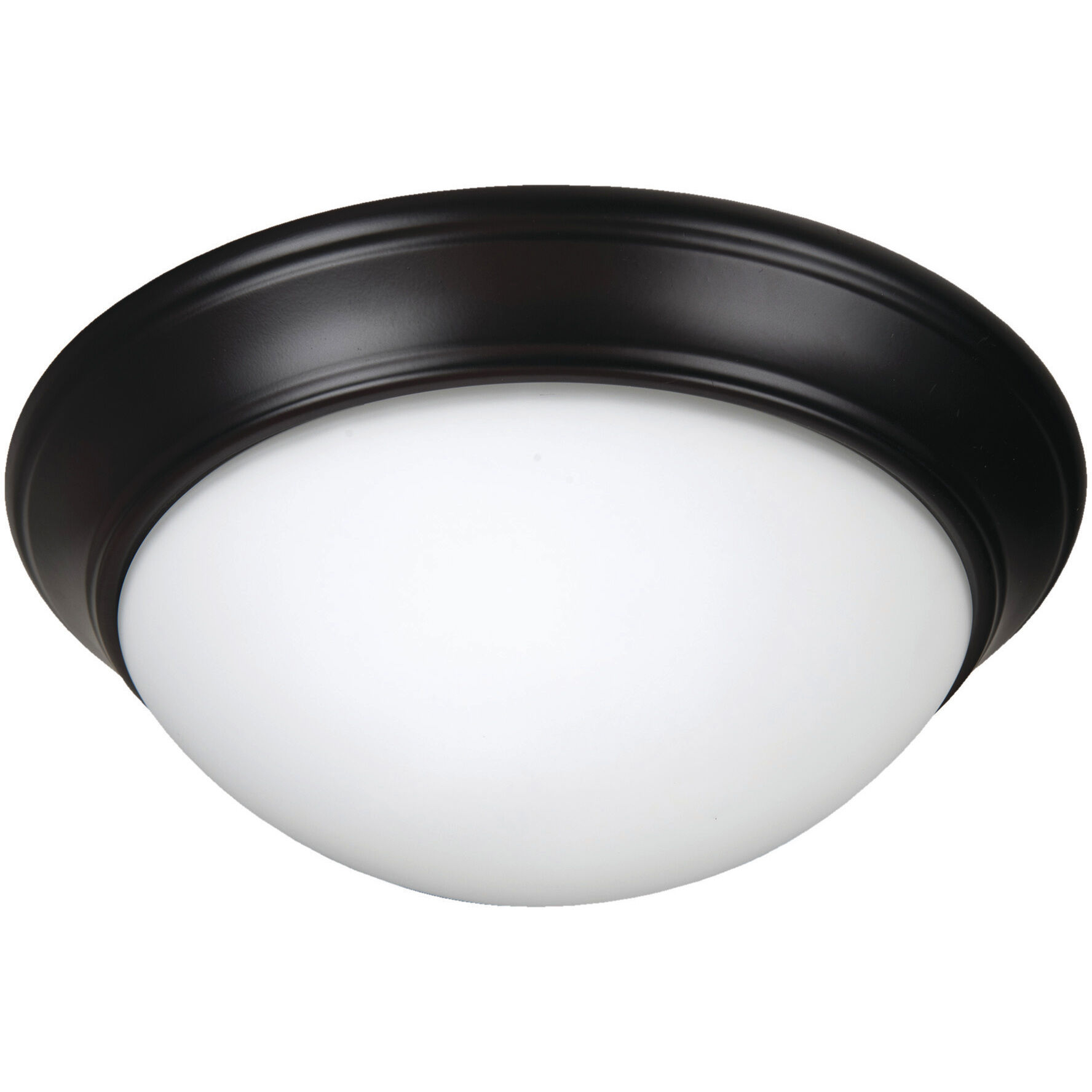 Pro Builder Premium 3 Light 15 inch Oiled Bronze Flushmount Ceiling Light in White Frosted Glass
