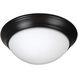 Pro Builder Premium 3 Light 15 inch Oiled Bronze Flushmount Ceiling Light in White Frosted Glass